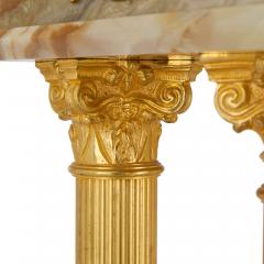 Antique French green onyx gilt bronze and champlev enamel pedestal - 4467143