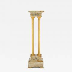 Antique French green onyx gilt bronze and champlev enamel pedestal - 4467214