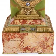 Antique French onyx champlev enamel marble and ormolu pedestal clock - 4421358