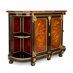 Antique French ormolu brass and marquetry ebonised wood sideboard - 3282099