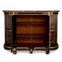 Antique French ormolu brass and marquetry ebonised wood sideboard - 3282100