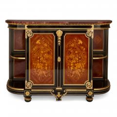 Antique French ormolu brass and marquetry ebonised wood sideboard - 3282101