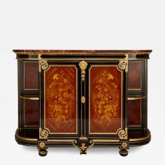 Antique French ormolu brass and marquetry ebonised wood sideboard - 3283604
