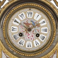 Antique French porcelain gilt and silvered brass clock set - 3635286
