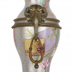 Antique French porcelain gilt and silvered brass clock set - 3635292