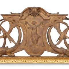 Antique French silvered and gilt bronze fireplace fender - 1577183