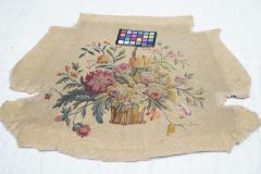 Antique French tapestry seat cover Circa 1890 one of pair 24 x 28 - 4240686