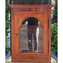 Antique Fruitwood French Country Hanging Vitrine Wall Cabinet - 1642174