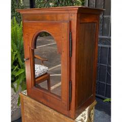 Antique Fruitwood French Country Hanging Vitrine Wall Cabinet - 1642177