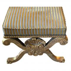 Antique George II Style Giltwood Stool Bench W Cut Silk Velvet - 4578071