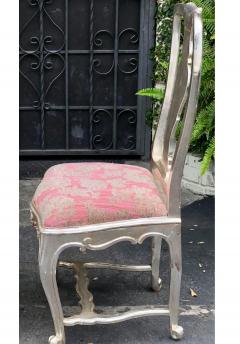Antique George III Silverleaf Giltwood Pink Chenille Side Chair - 1932414