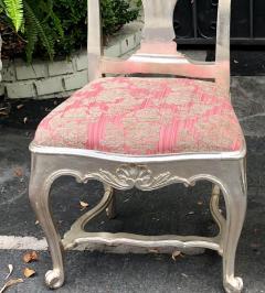 Antique George III Silverleaf Giltwood Pink Chenille Side Chair - 1932415