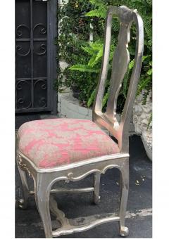 Antique George III Silverleaf Giltwood Pink Chenille Side Chair - 1932419