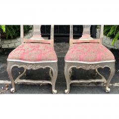 Antique George III Silverleaf Pink Velvet Side Chairs a Pair - 1767741