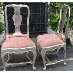 Antique George III Silverleaf Pink Velvet Side Chairs a Pair - 1767742