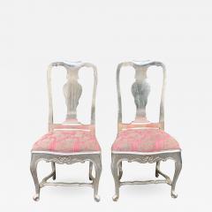 Antique George III Silverleaf Pink Velvet Side Chairs a Pair - 1768669