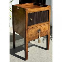 Antique Georgian English Bedside Table W Tambour Door Library Step - 3523229