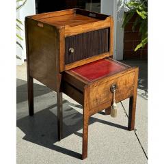 Antique Georgian English Bedside Table W Tambour Door Library Step - 3523235