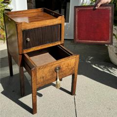 Antique Georgian English Bedside Table W Tambour Door Library Step - 3523286