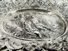Antique German Hanau Rococo Silver Bowl with Pastoral Scene - 3984040
