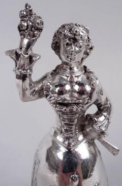 Antique German Hanau Silver Rococo Jungfrau Belle Bell - 4341085