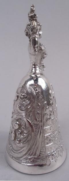 Antique German Hanau Silver Rococo Jungfrau Belle Bell - 4341089