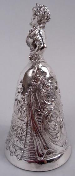 Antique German Hanau Silver Rococo Jungfrau Belle Bell - 4341095