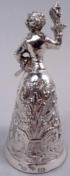 Antique German Hanau Silver Rococo Jungfrau Belle Bell - 4341096
