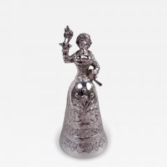 Antique German Hanau Silver Rococo Jungfrau Belle Bell - 4344692