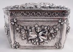 Antique German Rococo Flowers Frolics Silver Trinket Box - 4337531
