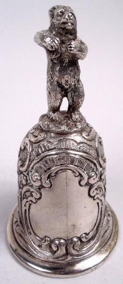 Antique German Silver Dancing Bear Bell - 4150378