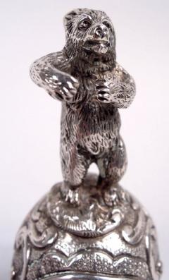 Antique German Silver Dancing Bear Bell - 4150379