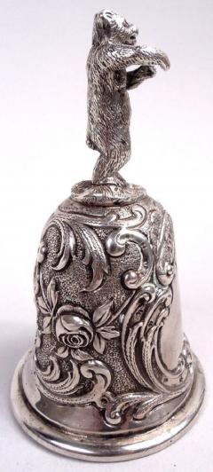 Antique German Silver Dancing Bear Bell - 4150381