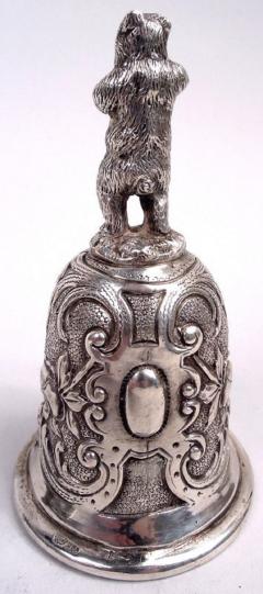 Antique German Silver Dancing Bear Bell - 4150382