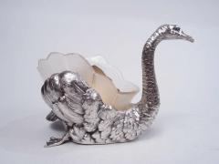 Antique German Silver Figural Swan Bird Bowl with Glass Liner - 3767416