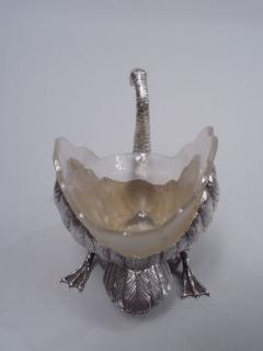 Antique German Silver Figural Swan Bird Bowl with Glass Liner - 3767419