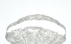 Antique German Sterling Silver Ornately Engraved Footed Handle Basket - 3168270