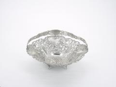 Antique German Sterling Silver Ornately Engraved Footed Handle Basket - 3168273