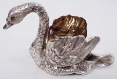 Antique German Sweet Small Silver Swan Bird Bowl - 3780427