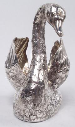 Antique German Sweet Small Silver Swan Bird Bowl - 3780441