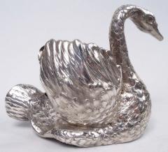 Antique German Sweet Small Silver Swan Bird Bowl - 3780443