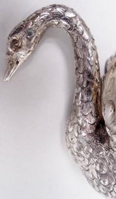 Antique German Sweet Small Silver Swan Bird Bowl - 3780446