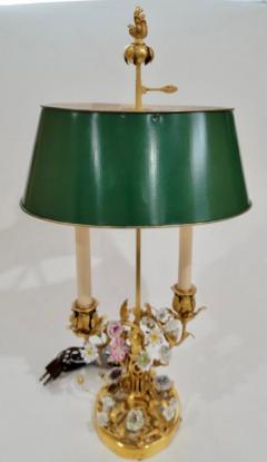 Antique Gilt Bronze Enamel Bouillotte Lamp - 1885071