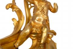 Antique Gilt Bronze Fireplace Fender with Chenets by Bouhon Paris - 4623299