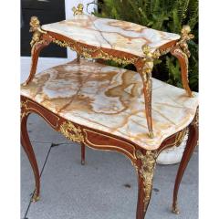 Antique Gilt Bronze Louis XVI Two Tier Tea Table - 3348098