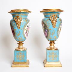 Antique Gilt Bronze Mounted Blue Ground Jacob Petit Handled Urn ca 1834 - 3988248