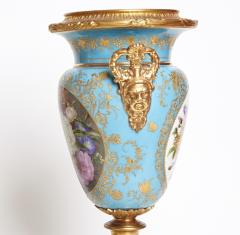 Antique Gilt Bronze Mounted Blue Ground Jacob Petit Handled Urn ca 1834 - 3988252