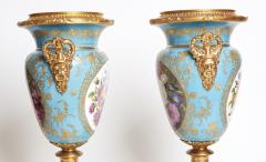 Antique Gilt Bronze Mounted Blue Ground Jacob Petit Handled Urn ca 1834 - 3988253