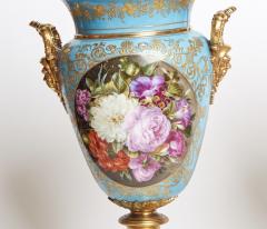 Antique Gilt Bronze Mounted Blue Ground Jacob Petit Handled Urn ca 1834 - 3988254