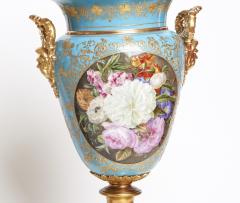 Antique Gilt Bronze Mounted Blue Ground Jacob Petit Handled Urn ca 1834 - 3988255